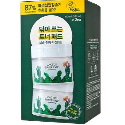 [K-BEAUTY] Yada Cactus Toner Pad 150ml x 2p (ทั้งหมด 120 แผ่น) - Jeju Bo gum Cactus Extract 87% / Pu