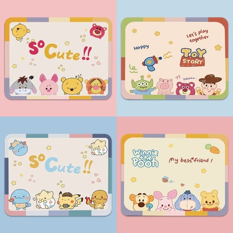 Ins Mouse Pad แผ่นรองเมาส์แผนที่เดสก์ท็อป 26x21 ซม. 3 มม. Winnie Mickey Pokémon Pikachu MousePad