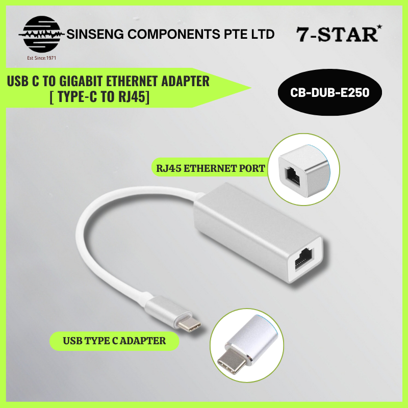 7-STAR* Type-C 3.0 เป็น Gigabit Ethernet Network Adapter 2.0 (รองรับ:1G, 100M, 10M) -CB-DUB-E250