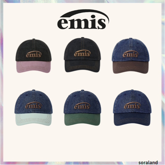 [EMIS] Washed DENIM BALL CAP 6 สี (2024 ใหม่)