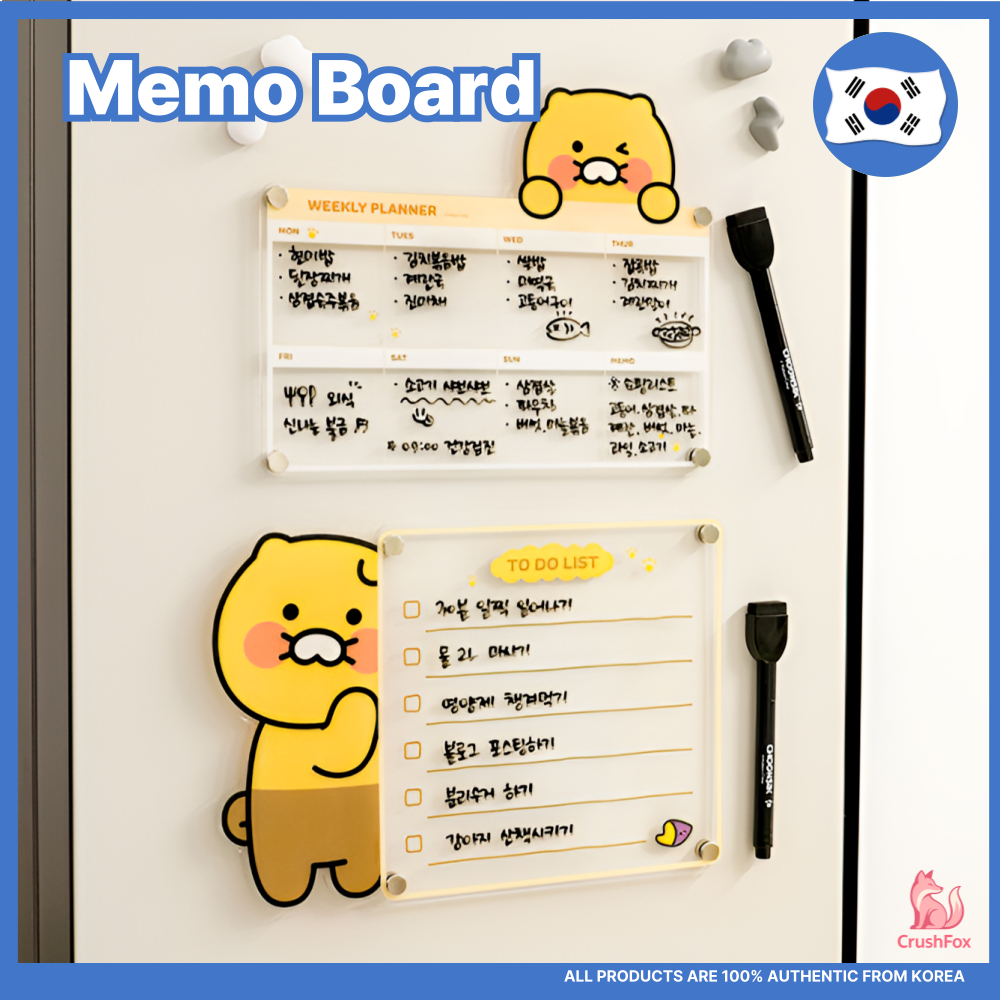 Kakao Friends CHOONSIK Magnetic Memo Board Set – Weekly Planner & To-Do List with Marker