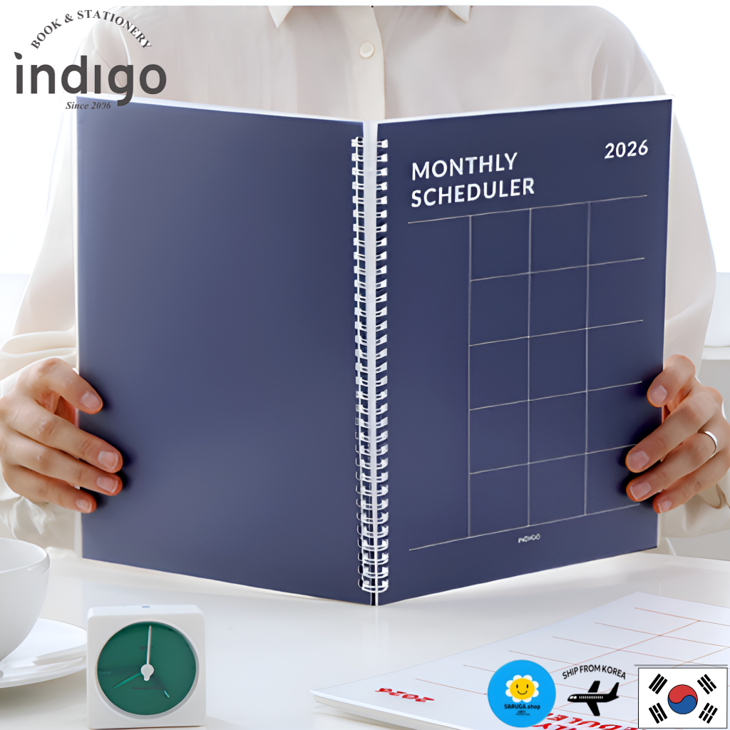 [indigo] 2026 Basic A4 Monthly Scheduler Diary (Dated Planner 14 เดือน พ.ย. 2025–Dec 2026 สีขาว/กรมท