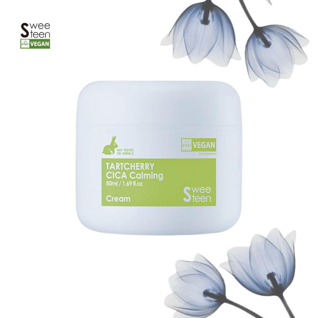 เกาหลี SWEETEEN Tart Cherry Snow Herb Calming Cream ครีม Snow Herb เครื่องสําอางมังสวิรัติครีมให้ควา