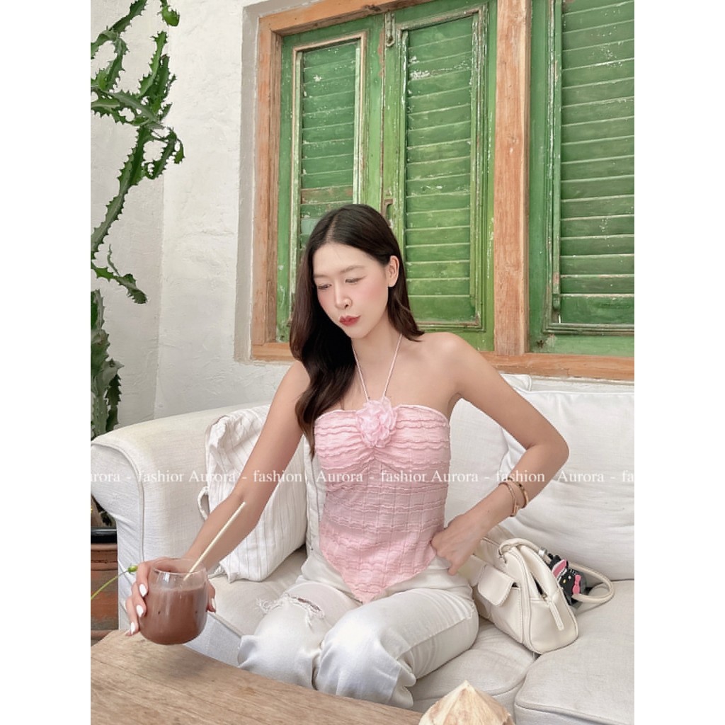 Aurora  พร้อมส่ง  (รูปถ่ายจากงานจริง)  เสื้อเกาะอก เสื้อคอปคล้องคอ ดอกไม้บนหน้าอก เซ็กซี่เก๋ ราคา ถูกที่สุด ดีลบีเคเค แกลเลอรีภาพที่ 6