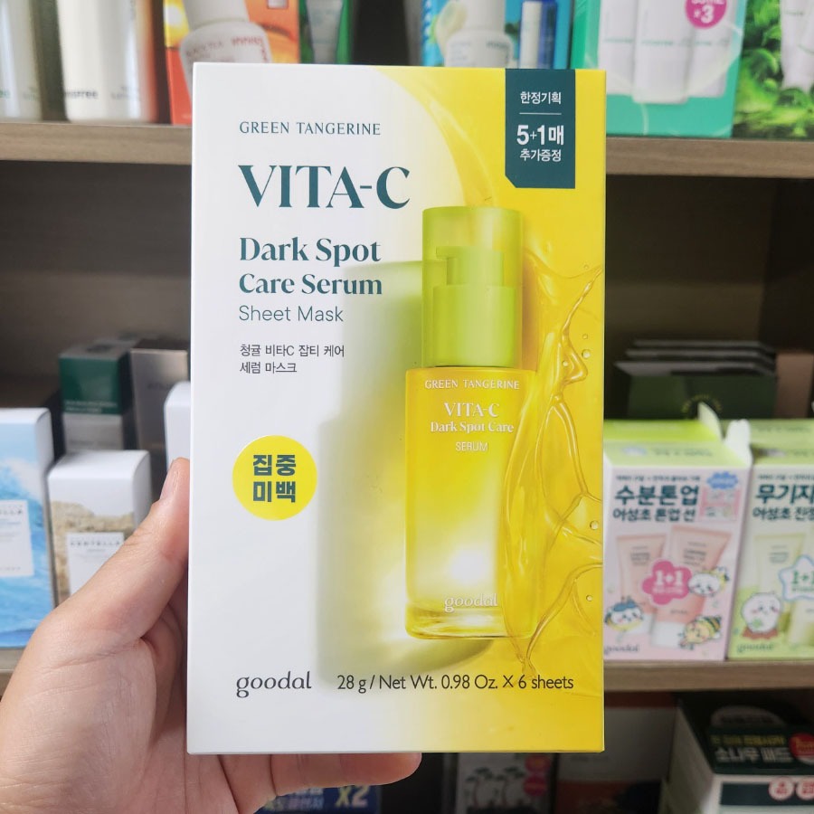 OLIVE YOUNG EDITION [มาส์ก 9+1] Green Tangerine Vita C Dark Spot Care Serum Sheet Mask (Korea Skinca