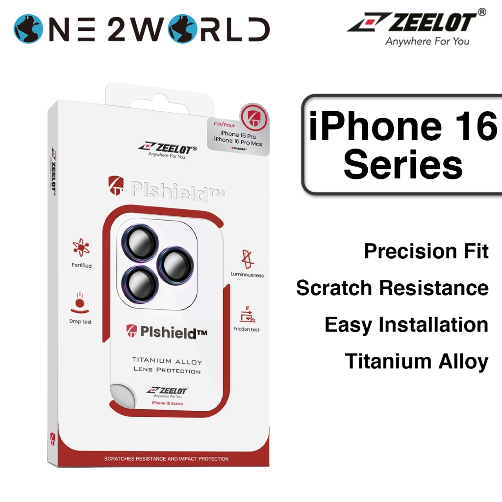 ZEELOT Pishield ไทเทเนียมตัวป้องกันเลนส์สําหรับ iPhone 16/16 Pro/16 Plus/16 Pro Max Ultra-Clear, Hyd