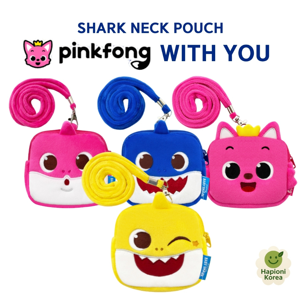 Pinkfong Baby Shark กระเป๋าใส่เหรียญเด็กพร้อมสายคล้องคอ