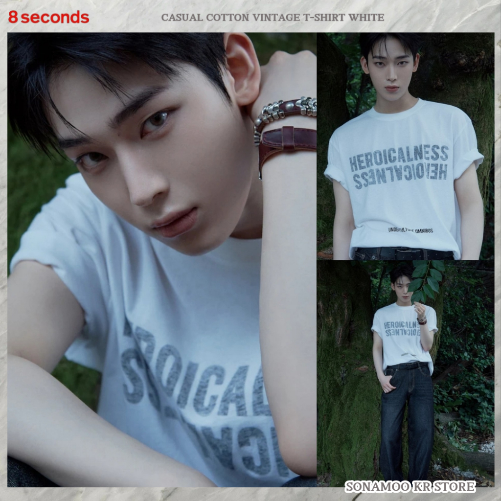 [8seconds] Casual Cotton Vintage T-Shirt - White