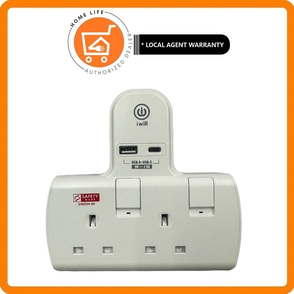 Iwill IW-T802U 2 Way T-Adaptor USB A + USB C ความเร็วการชาร์จอย่างรวดเร็ว