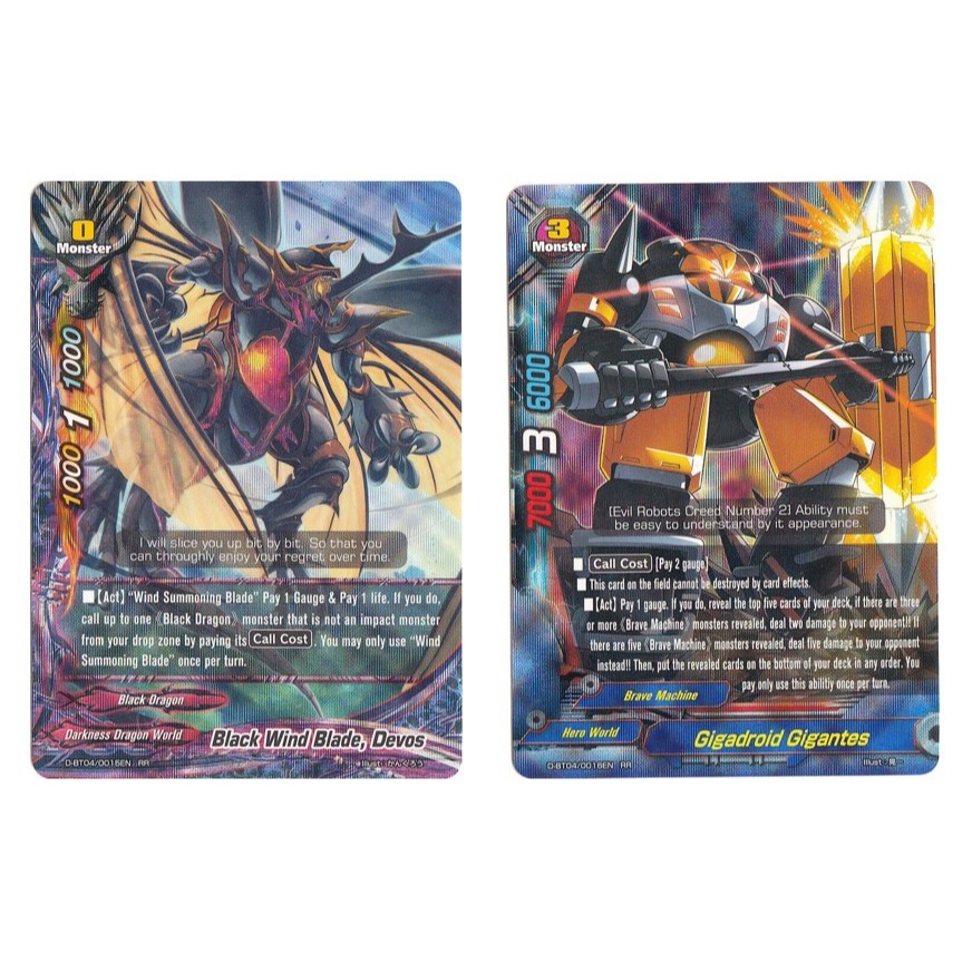 English Buddyfight Black Wind Blade, Devos D-BT04/0015EN /Gigadroid Gigants D-BT04/0016EN RR