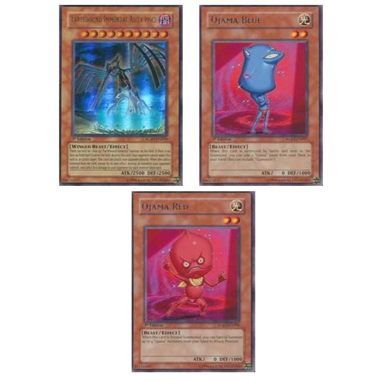 ภาษาอังกฤษ Yugioh Earthbound Immortal Aslla Piscu RGBT-EN019 UR /Ojama Blue RGBT-EN097 R/Ojama สีแดง