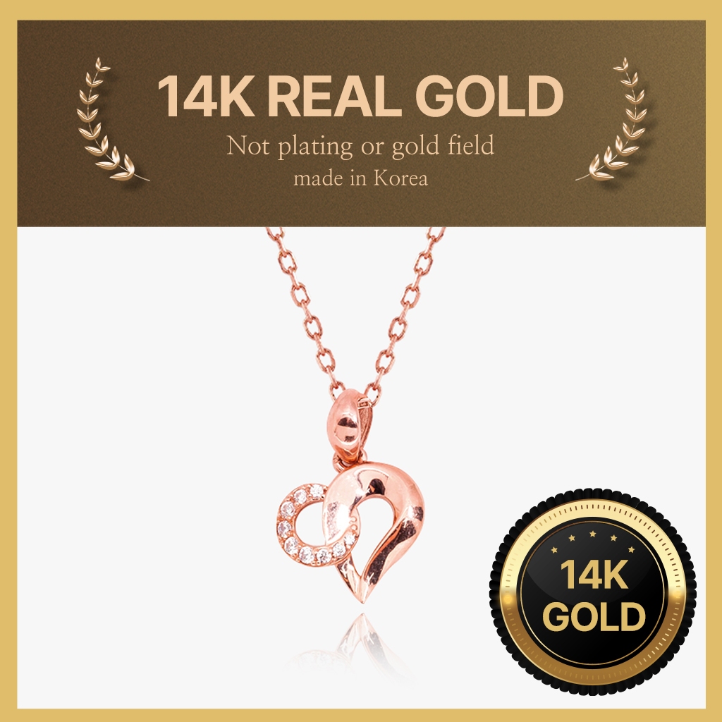 [Helene Jewelry] สร้อยคอทองคําหัวใจกุหลาบทองคําแท้ 14K