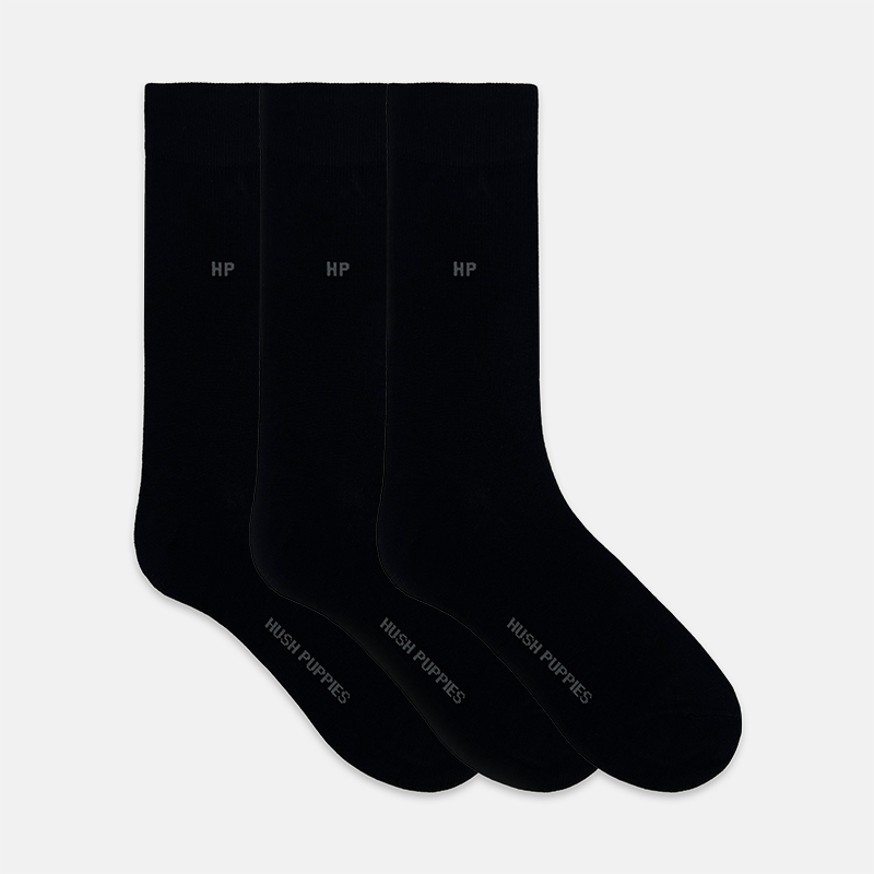 Hush Puppies 3prs ผู้ชายถุงเท้าธรรมดาความยาวเต็มไม้ไผ่สแปนเด็กซ์ HMS409465