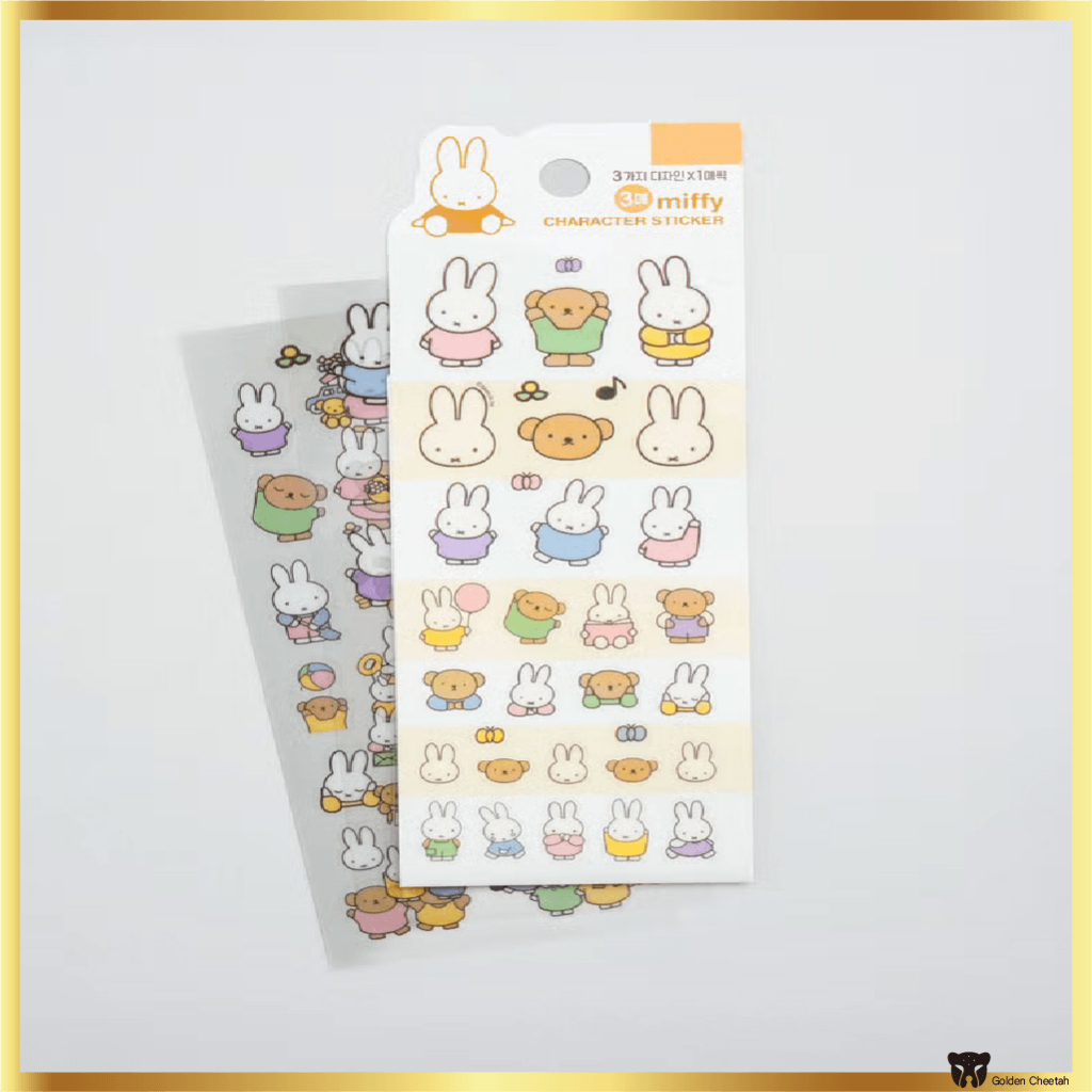 [Miffy Moments] ชุดสติ๊กเกอร์สีพาสเทล 3 แผ่นฉากชีวิตประจําวันน่ารักผลิตในเกาหลี