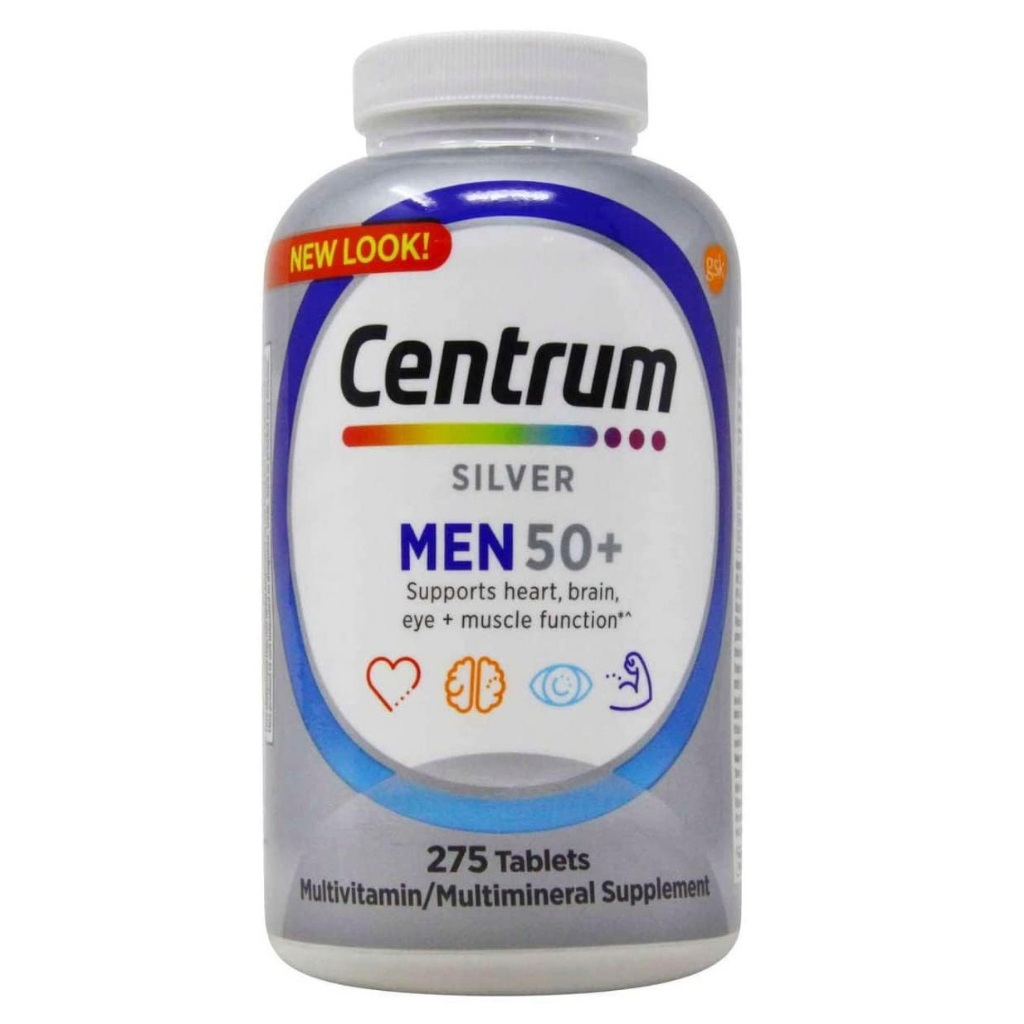 Centrum Silver Men 50+ Multivitamin Tablets, 275 Count - Made in USA