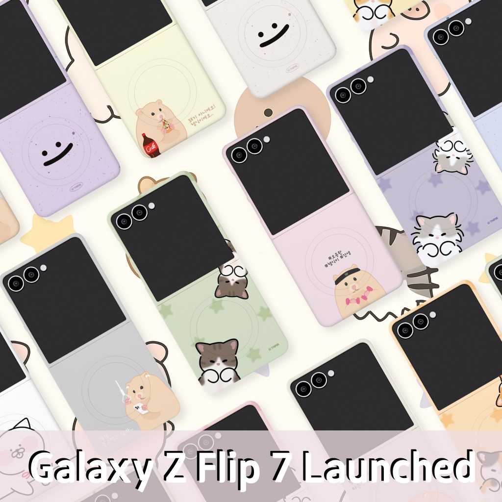 🇰🇷  เคสโทรศัพท์เกาหลี Z FLIP 7 เปิดตัวMagnetic Hard Slim Cute Puppy Kitty Cat Dog Design Galaxy Samsung moden
