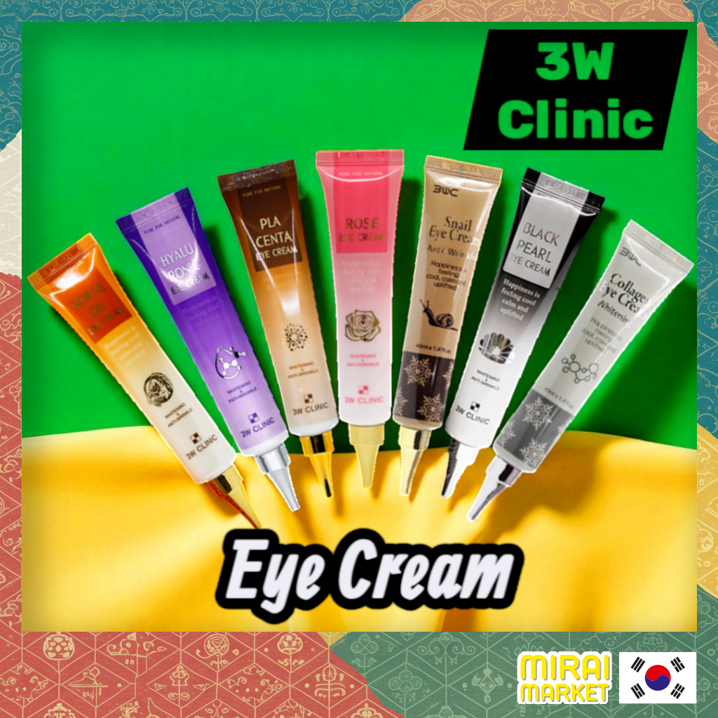 [3W Clinic] Eye Cream 40ml – 7 Variants (Honey / Rose / Black Pearl / Collagen / Snail / Hyaluronic 