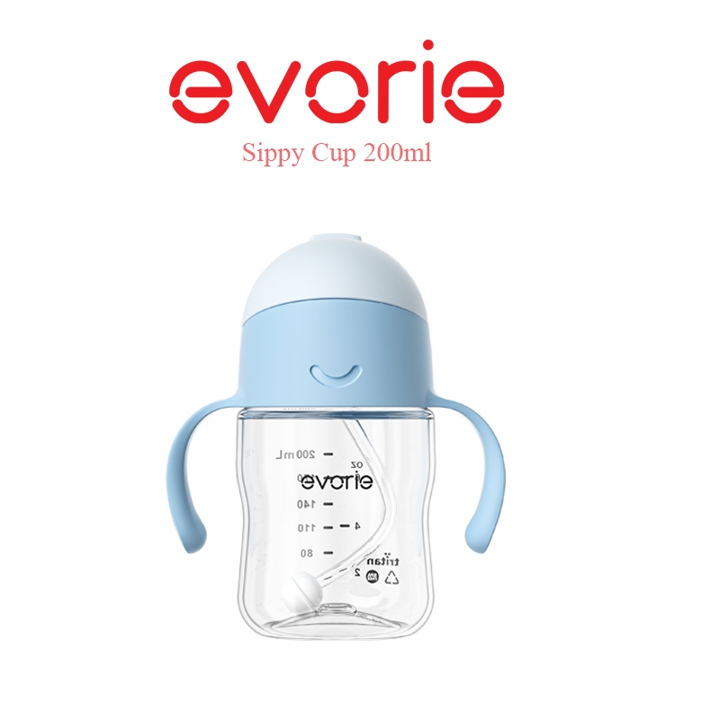 Evorie Tritan Weighted Straw Sippy Cup สําหรับทารกและเด็กเล็ก 6 เดือน +, 200mL BlueMoon Ezpz สําหรับ