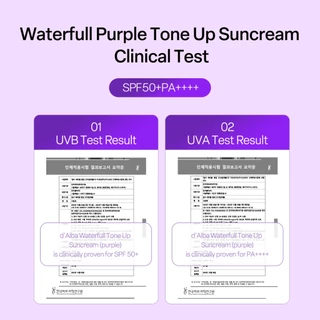 d'Alba UV Essence Waterfull+ Tone-Up Purple Correcting Sun Cream SPF 50+ PA++++ ดัลบา ยูวี เอสเซนส์ วอเตอร์ฟูล+ โทน-อัพ เพอเพิล คอร์เรคติ้ง ซัน ครีม