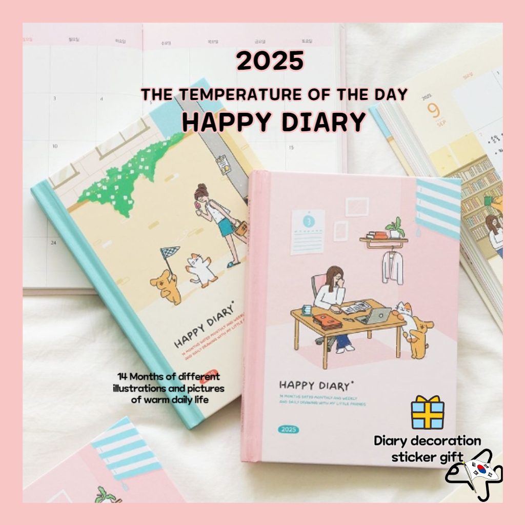 2025 Indigo Happy Diary /B6 2025 the Temperature Of the day Hppy Diary /การตรวจสอบอุณหภูมิสําหรับวัน/ Weekly Planner Dated Diary/2025 Korea Planner