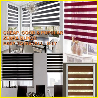 [𝗙𝗿𝗲𝗲𝗗𝗲𝗹𝗶𝘃𝗲𝗿𝘆] Zebra Window Roller Blinds Day Night Blind Curtain Many Color Sizes - Easy to Install