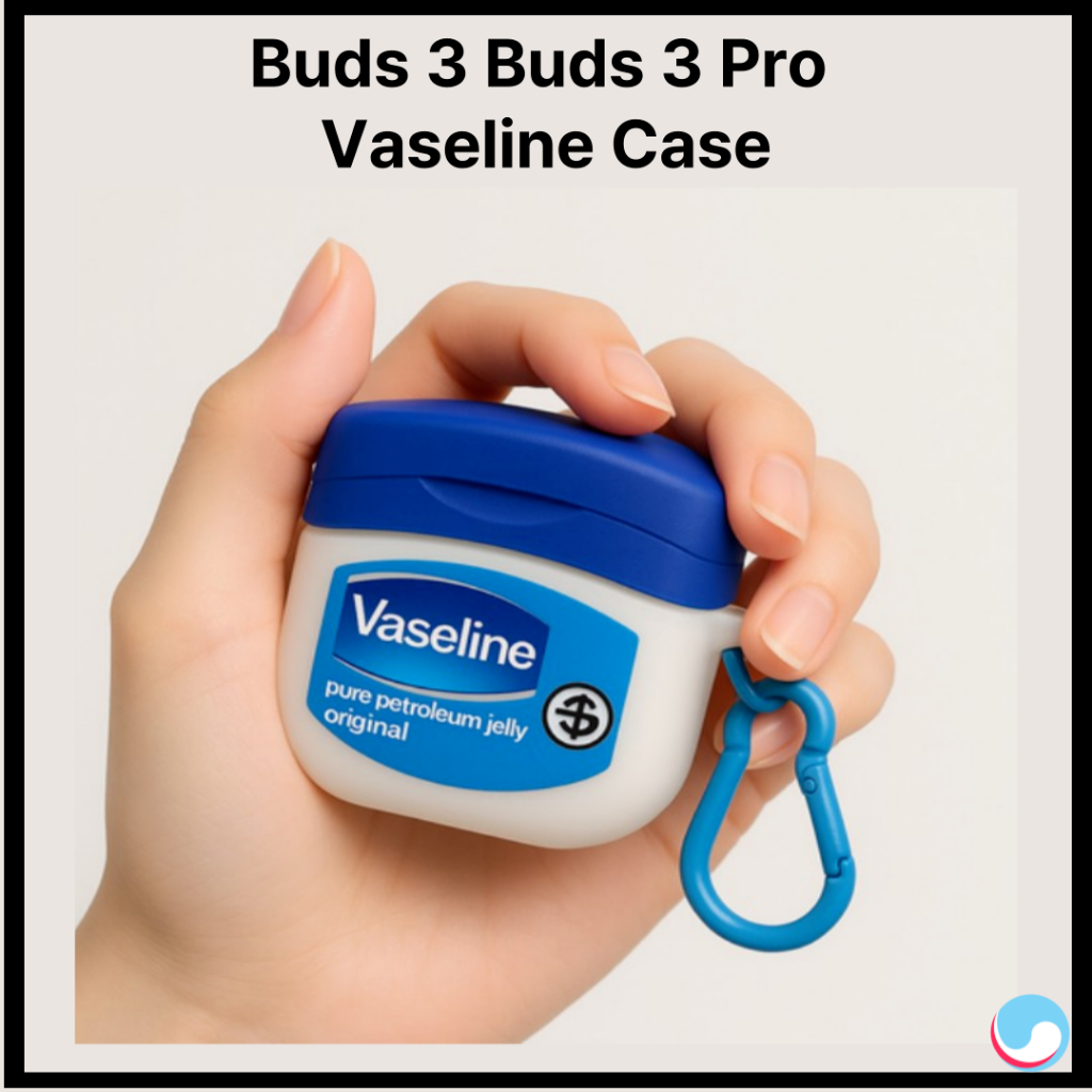 เคสสไตล์ Vaseline สําหรับ Samsung Galaxy Buds 3 Buds 3 Pro Case Vaseline + Sky Blue Carabiner