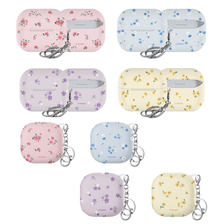 เกาหลี Galaxy {BUDS4/BUDS4PRO/Buds3/Buds3Pro/Buds3FE}เคส HARD พร้อมสวนดอกไม้พวงกุญแจ