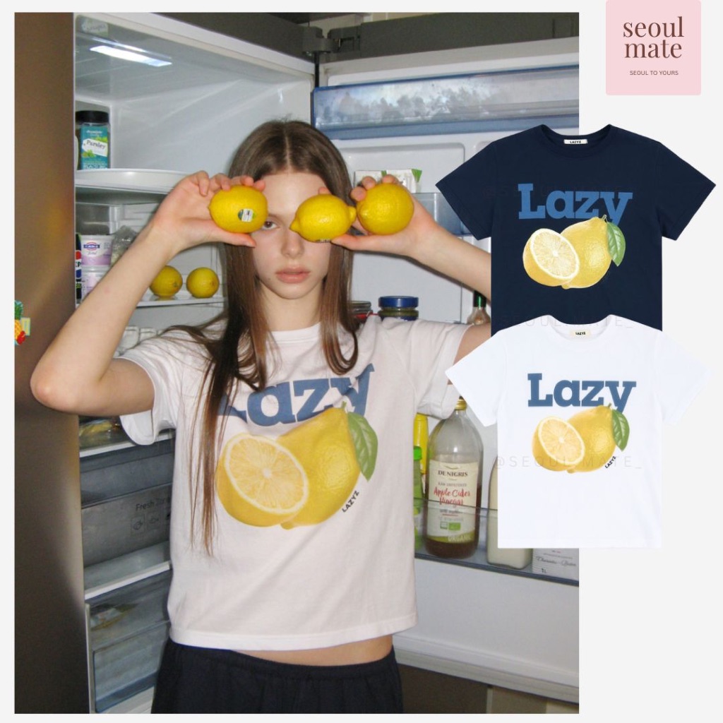 [จากเกาหลี ] เสื้อยืด LAZY Z Lazy Lemon Crop
