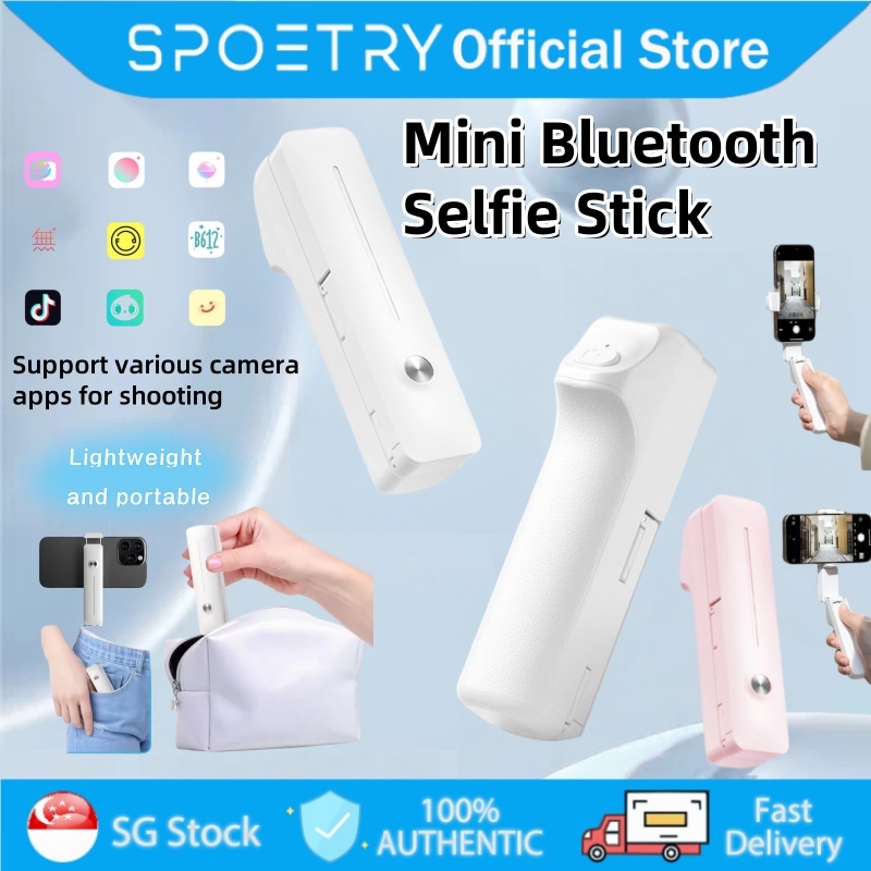 SPOETRYMini Selfie Stick Bluetooth Remoteขาตั้งกล้องแบบพับได้ขาตั้งโทรศัพท์มือถือสําหรับกลางแจ้งTikt