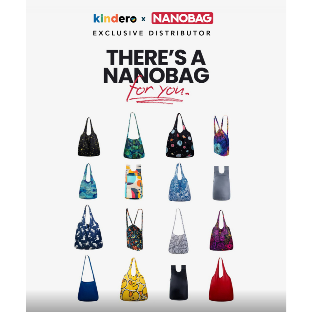 NANOBAG Reusable, Packable Travel Tote Bag, Sling, Backpack - Ultracompact, Ultralight, Holds 30kg