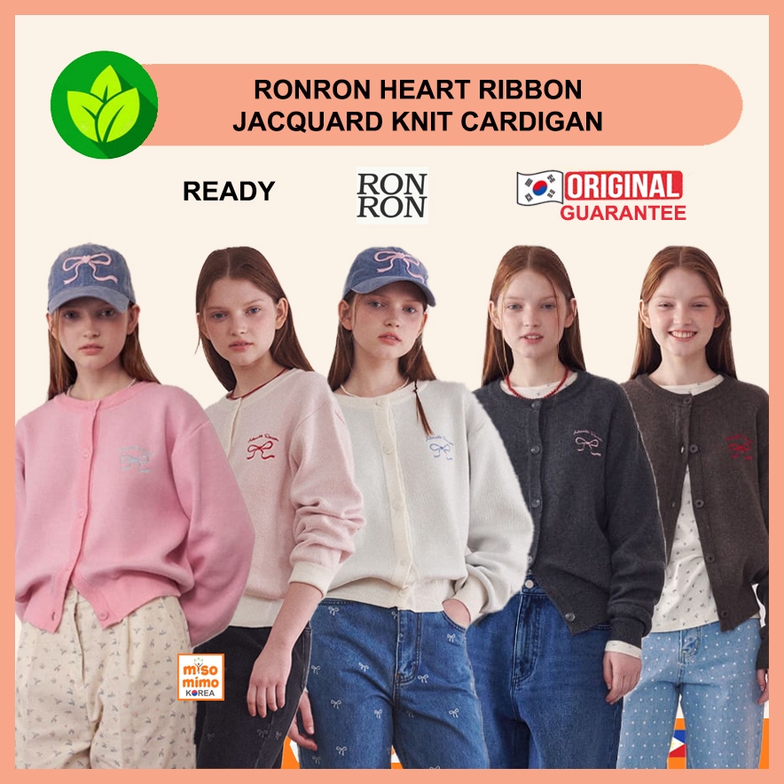 แท้ / พร้อมส่ง Ronron HEART RIBBON JACQUARD KNIT CARDIGAN ของแท้ 100%