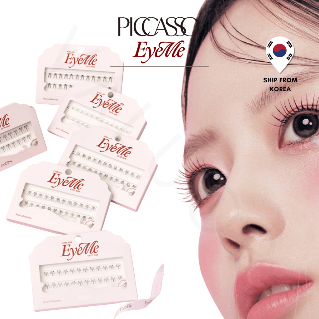 [PICCASSO EYEME] (🇰🇷เกาหลี เกาหลี #1 ยี่ห้อแต่งหน้า) ขนตาปลอม 6 แบบ (ตัด V/W, DEEP, SOFT, LIGHT, UNDER) (ใช้ซ้ําได้), กาวมินิรวม