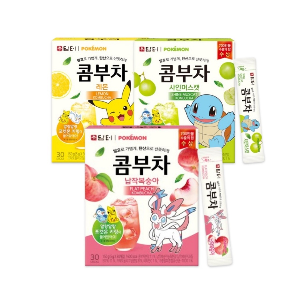 Damteo Pokemon Kombucha 5g x 30 ชิ้น x 1 ชิ้น พีชแบน / มะนาว / ส่องแสงมัสค์