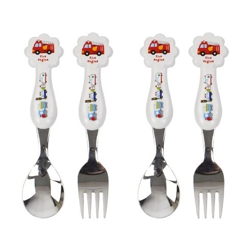 [ผลิตในเกาหลี] Vroom Vroom ช้อนและส้อมสแตนเลส 2 คู่สําหรับเด็กเด็ก