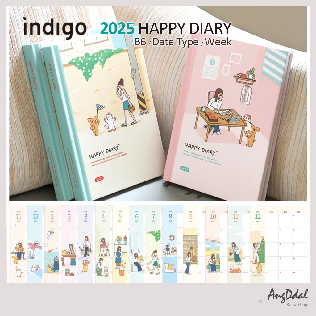[สินค้าเกาหลี] คราม 2025 แพลนเนอร์ / ข6 วันที่-พิมพ์ 2025 ไดอารี่/ ไดอารี่ภาพประกอบน่ารัก / ไดอารี่เกาหลี / ปกแข็ง / รายสัปดาห์ / รายวัน / รายเดือน / สีชมพู มิ้น
