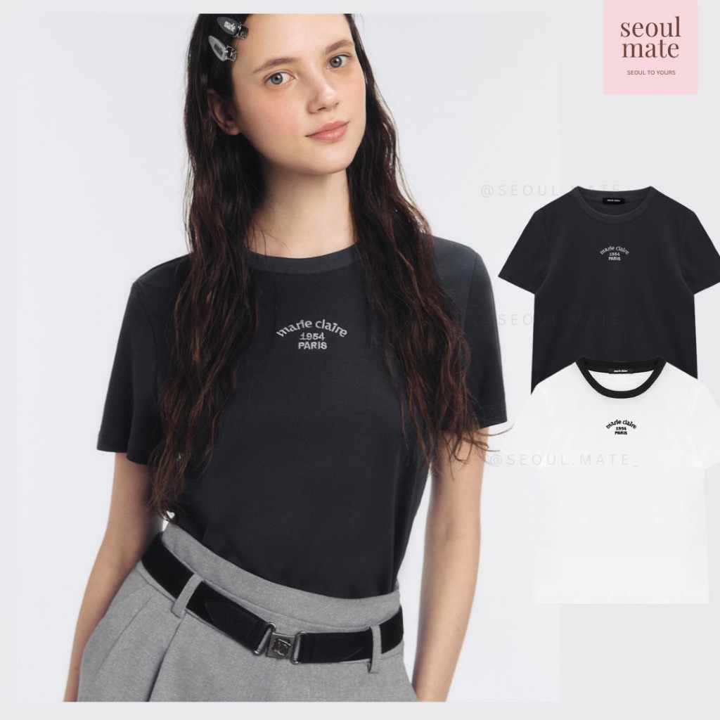 [จากเกาหลี ] เสื้อยืดปัก MARIE CLAIRE