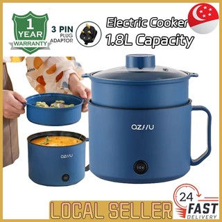 [SG In Stock]1.8L Mini Electric Cooker Folding Handle Multi Portable Electric Hot Pot Household Small Cooking Pot