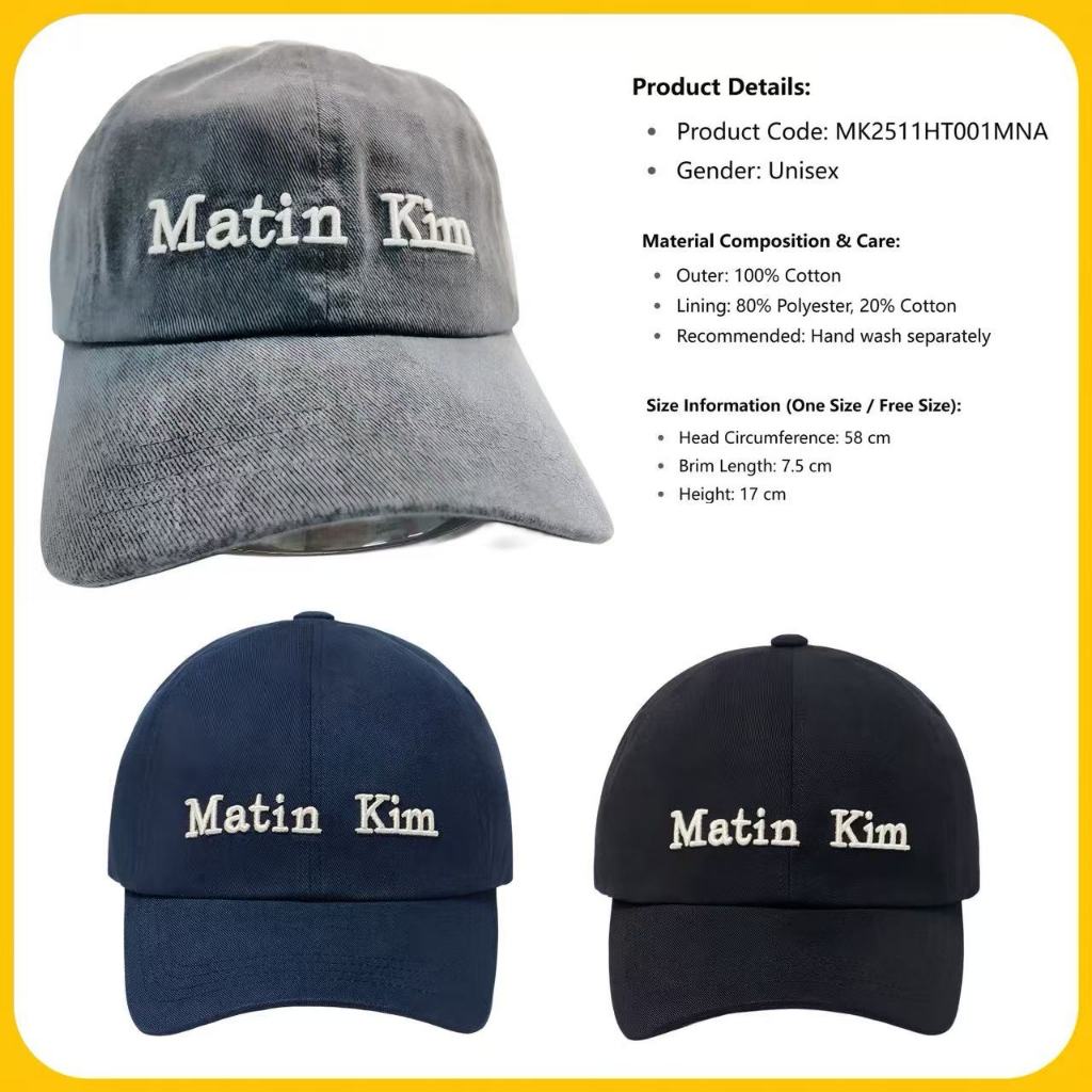 🇰🇷ML Korean Local Stock MaTin kIM Signature Logo Ball Cap - มีจําหน่ายทาง ML Proxy Buy