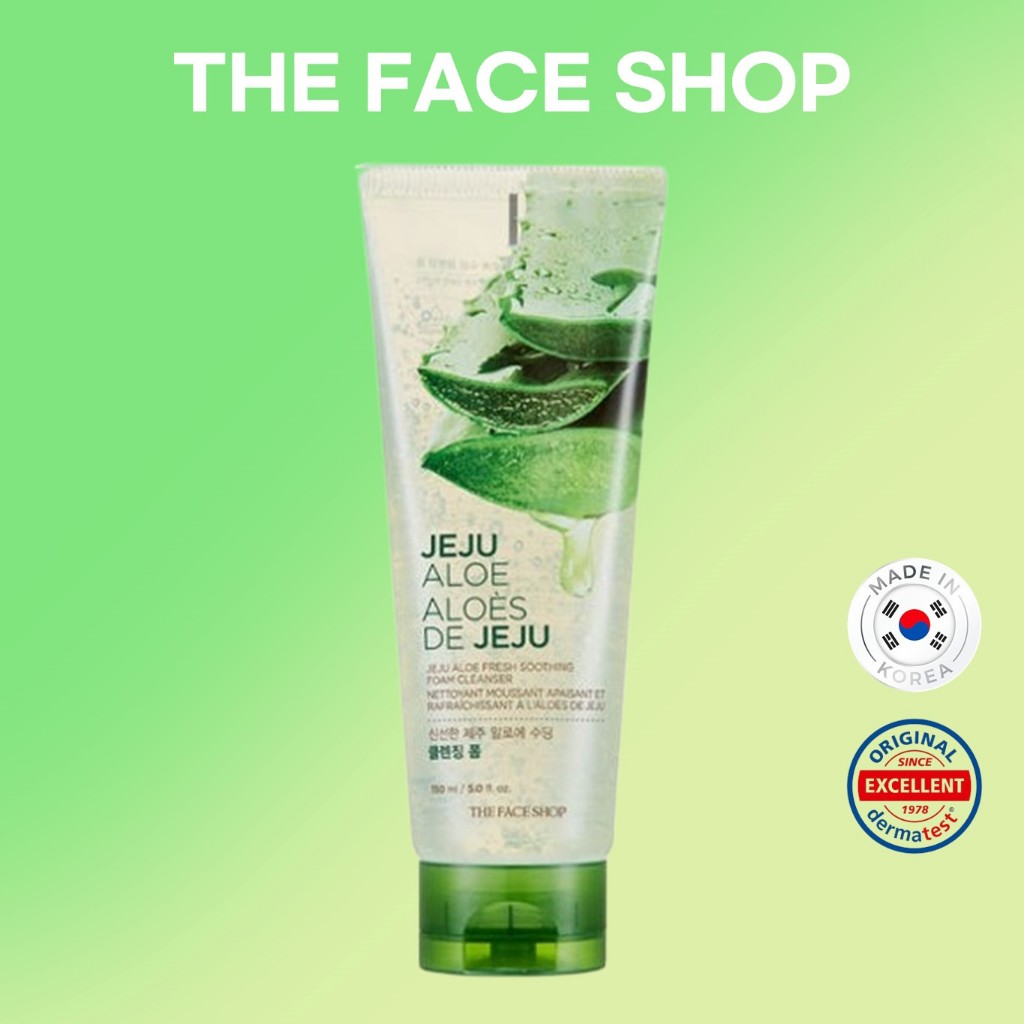 [THE FACE SHOP] เจจู อโลเวร่า ซูธธิ่ง คลีนซิ่งโฟม 150ml | โฟมล้างหน้าล้ำลึก อ่อนโยน ชุ่มชื้น เหมาะกับผิวแพ้ง่าย | ผ่านการทดสอบโดยแพทย์ผิวหนัง