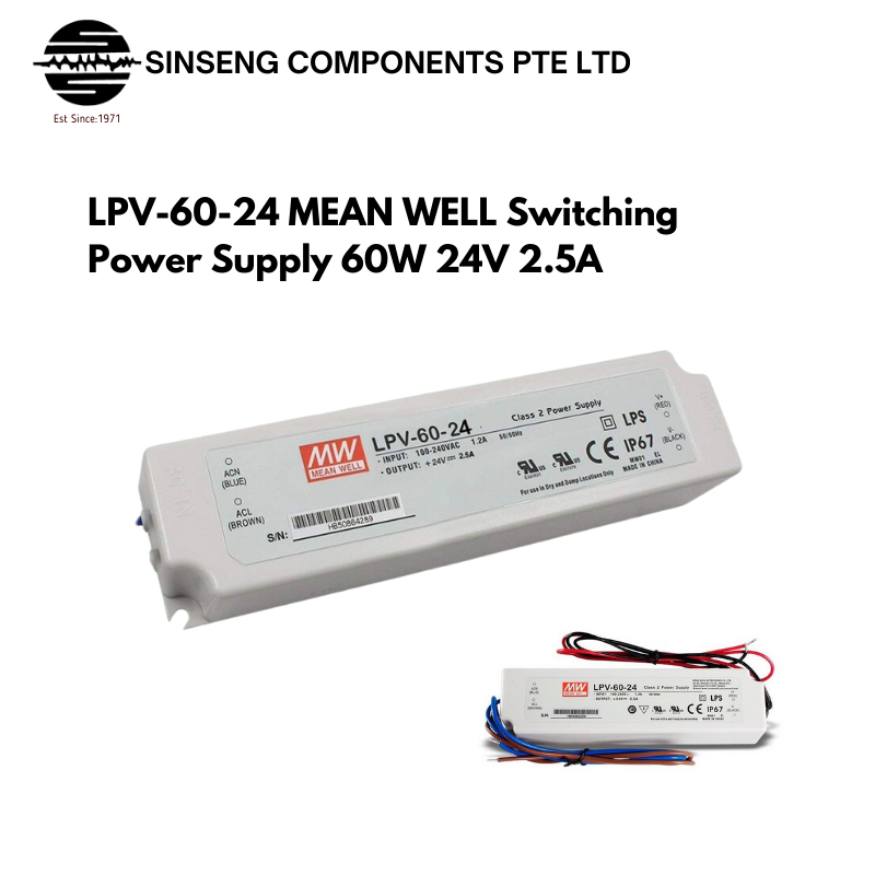 LPV-60-24 Mean Well LPV แหล่งจ่ายไฟ 60W 24V 2.5A ไดร์เวอร์ LED แรงดันคงที่สําหรับแสง/โคมไฟโดย Meanwe