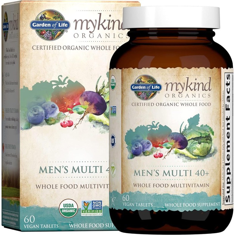 [ผลิตในสหรัฐอเมริกา] Garden of Life mykind Organics Mens Multivitamin 40+, 60 เม็ด