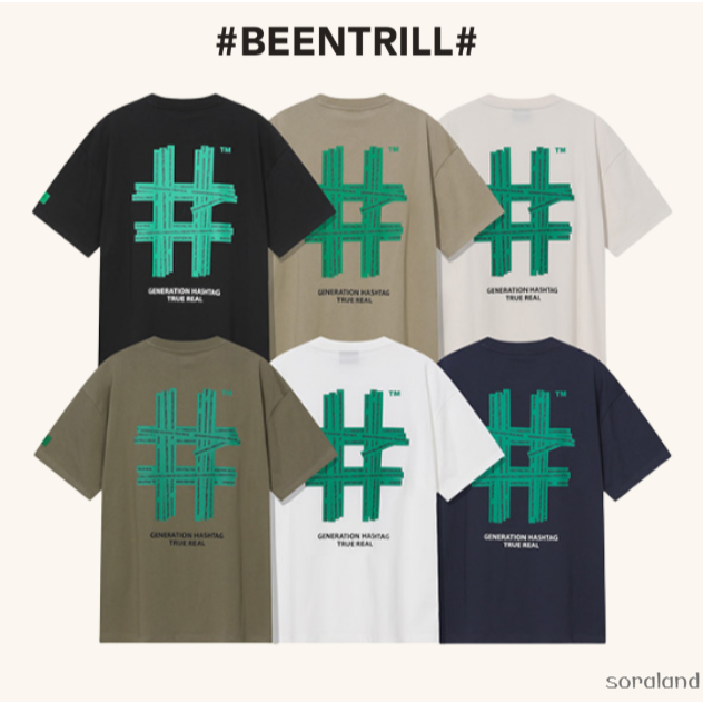 BEENTRILL เสื้อยืด Green Taping Hashtag 6 สี
