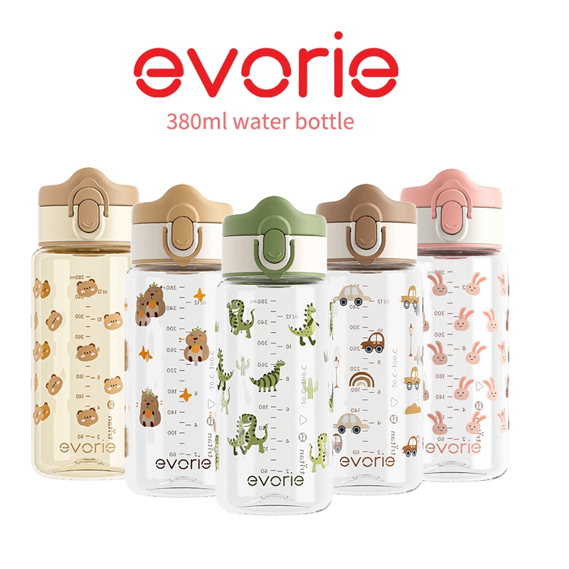 Evorie Tritan Kids Spout/ขวดน้ําฟาง ดื่มได้อย่างง่ายดายสําหรับ 18 + เดือน Award-wiing BPA-Free 380 M