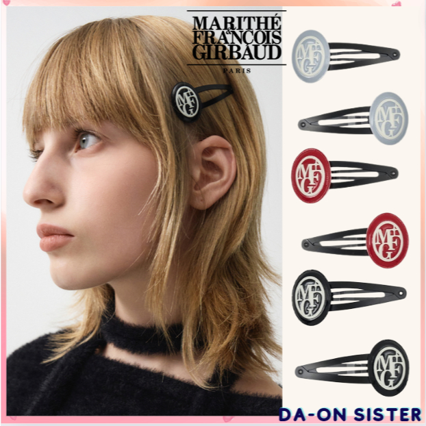 [ Marithé ] CIRCLE LOGO HAIR PIN 2PACK 3COLOR KOREA แท้ 100%