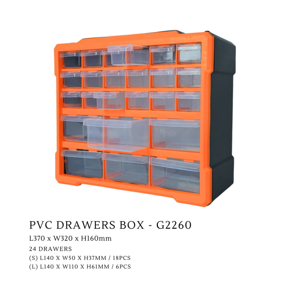 PVC DRAWER กล่อง G2260 ลิ้นชัก Stackable เครื่องมือกล่องเก็บสําหรับจัดเก็บห้องเรียนหรืออุปกรณ์สํานัก