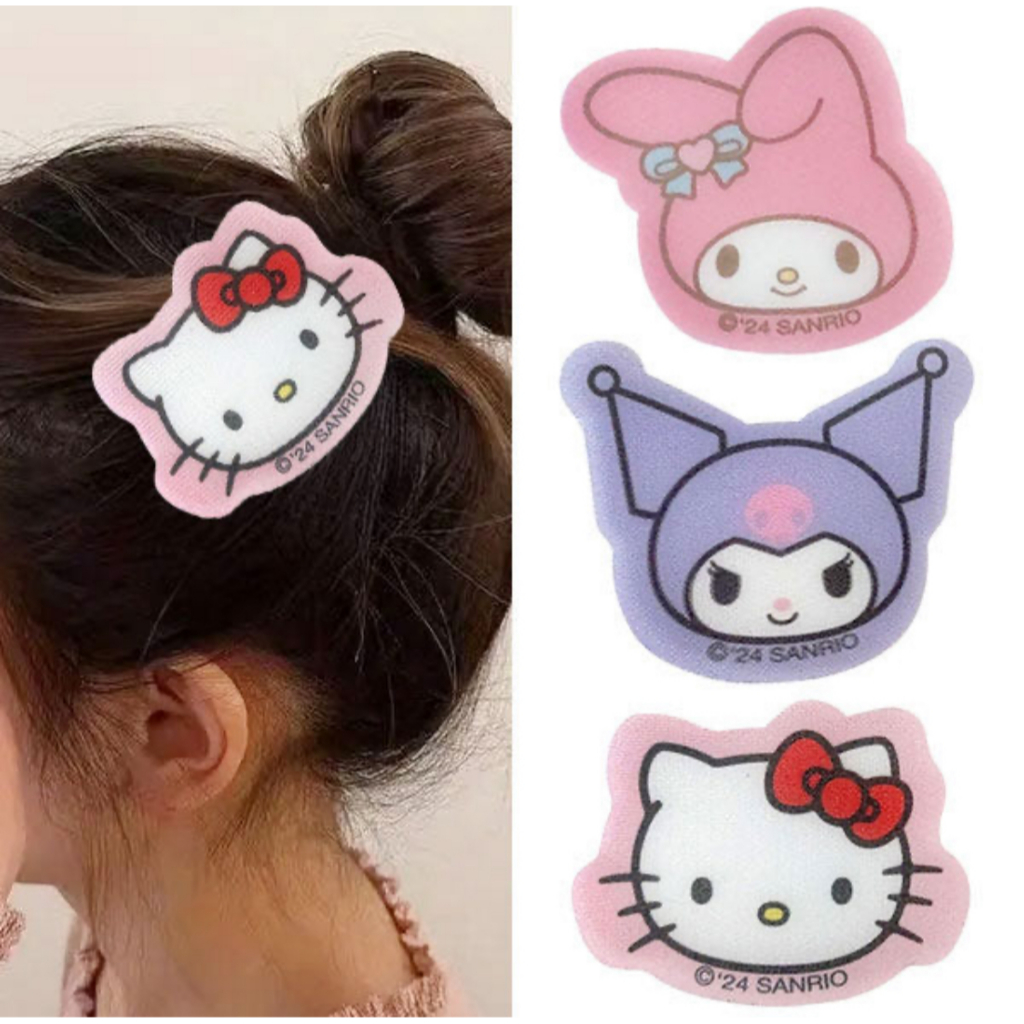 [Sanrio] Kitty/Kuromi/Mymelody Hair Holder Sheet 2P – No Creas Velcro Hair Pad สําหรับกิ๊บติดผม Wash & Makeup