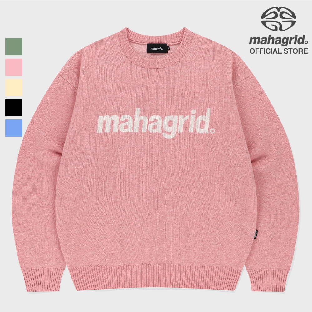 [MAHAGRID] เสื้อไหมพรมโลโก้พื้นฐาน_unisex_สไตล์เกาหลี