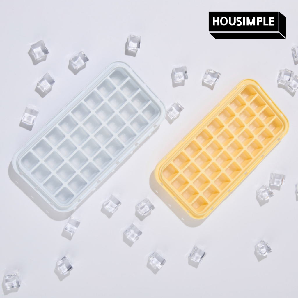 HOUSIMPLE STACKPUSH ถาดน้ําแข็งเดี่ยวสําหรับตู้เย็นพร้อมซิลิโคน