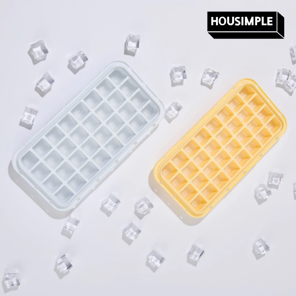 HOUSIMPLE STACKPUSH ถาดน้ำแข็งเดี่ยวสำหรับตู้เย็นพร้อมซิลิโคน
