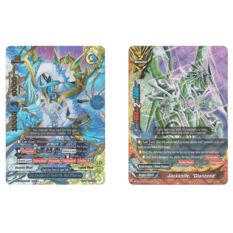 English Future Buddyfight Ice Dragon of Rebirth, Roi Miserea X2-BT01/0005EN RRR/Jackknife, "Glanzend